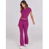 imageANRABESS Lounge Sets for Women 2 Piece Foldover Yoga Flare Leggings Pants Crop Tops Casual Y2K Outfits Matching Tracksuit SetHot Pink