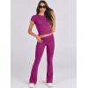 imageANRABESS Lounge Sets for Women 2 Piece Foldover Yoga Flare Leggings Pants Crop Tops Casual Y2K Outfits Matching Tracksuit SetHot Pink