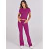 imageANRABESS Lounge Sets for Women 2 Piece Foldover Yoga Flare Leggings Pants Crop Tops Casual Y2K Outfits Matching Tracksuit SetHot Pink
