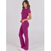 imageANRABESS Lounge Sets for Women 2 Piece Foldover Yoga Flare Leggings Pants Crop Tops Casual Y2K Outfits Matching Tracksuit SetHot Pink