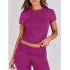imageANRABESS Lounge Sets for Women 2 Piece Foldover Yoga Flare Leggings Pants Crop Tops Casual Y2K Outfits Matching Tracksuit SetHot Pink