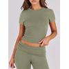 imageANRABESS Lounge Sets for Women 2 Piece Foldover Yoga Flare Leggings Pants Crop Tops Casual Y2K Outfits Matching Tracksuit SetOlive