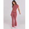 imageANRABESS Lounge Sets for Women 2 Piece Foldover Yoga Flare Leggings Pants Crop Tops Casual Y2K Outfits Matching Tracksuit SetPeach