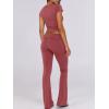 imageANRABESS Lounge Sets for Women 2 Piece Foldover Yoga Flare Leggings Pants Crop Tops Casual Y2K Outfits Matching Tracksuit SetPeach