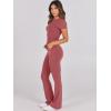 imageANRABESS Lounge Sets for Women 2 Piece Foldover Yoga Flare Leggings Pants Crop Tops Casual Y2K Outfits Matching Tracksuit SetPeach