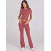 imageANRABESS Lounge Sets for Women 2 Piece Foldover Yoga Flare Leggings Pants Crop Tops Casual Y2K Outfits Matching Tracksuit SetPeach