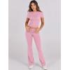 imageANRABESS Lounge Sets for Women 2 Piece Foldover Yoga Flare Leggings Pants Crop Tops Casual Y2K Outfits Matching Tracksuit SetPink