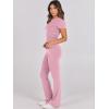 imageANRABESS Lounge Sets for Women 2 Piece Foldover Yoga Flare Leggings Pants Crop Tops Casual Y2K Outfits Matching Tracksuit SetPink