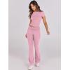 imageANRABESS Lounge Sets for Women 2 Piece Foldover Yoga Flare Leggings Pants Crop Tops Casual Y2K Outfits Matching Tracksuit SetPink