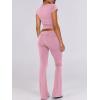 imageANRABESS Lounge Sets for Women 2 Piece Foldover Yoga Flare Leggings Pants Crop Tops Casual Y2K Outfits Matching Tracksuit SetPink