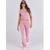 imageANRABESS Lounge Sets for Women 2 Piece Foldover Yoga Flare Leggings Pants Crop Tops Casual Y2K Outfits Matching Tracksuit SetPink