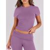 imageANRABESS Lounge Sets for Women 2 Piece Foldover Yoga Flare Leggings Pants Crop Tops Casual Y2K Outfits Matching Tracksuit SetPurple
