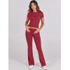 imageANRABESS Lounge Sets for Women 2 Piece Foldover Yoga Flare Leggings Pants Crop Tops Casual Y2K Outfits Matching Tracksuit SetRed