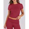 imageANRABESS Lounge Sets for Women 2 Piece Foldover Yoga Flare Leggings Pants Crop Tops Casual Y2K Outfits Matching Tracksuit SetRed