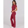 imageANRABESS Lounge Sets for Women 2 Piece Foldover Yoga Flare Leggings Pants Crop Tops Casual Y2K Outfits Matching Tracksuit SetRed