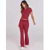 imageANRABESS Lounge Sets for Women 2 Piece Foldover Yoga Flare Leggings Pants Crop Tops Casual Y2K Outfits Matching Tracksuit SetRed