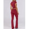 imageANRABESS Lounge Sets for Women 2 Piece Foldover Yoga Flare Leggings Pants Crop Tops Casual Y2K Outfits Matching Tracksuit SetRed