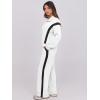 imageANRABESS Lounge Sets for Women 2 Piece Outfits Sweatsuit Fall Zip Up Sweatshirts Wide Leg Pants Matching Sweat Set TracksuitWhite Black Stripe