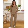 imageANRABESS Lounge Sets for Women 2 Piece Outfits Sweatsuit Set Fall V Neck Sweatshirts Wide Leg Pants Tracksuits Orange Medium