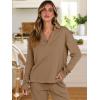imageANRABESS Lounge Sets for Women 2 Piece Outfits Sweatsuit Set Fall V Neck Sweatshirts Wide Leg Pants Tracksuits Orange Medium