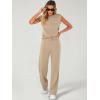 imageANRABESS Women 2 Piece Set Sleeveless Sweatsuit Tracksuit Casual Matching 2025 Travel Summer Trendy OutfitsKhaki