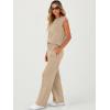 imageANRABESS Women 2 Piece Set Sleeveless Sweatsuit Tracksuit Casual Matching 2025 Travel Summer Trendy OutfitsKhaki