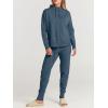 imageANRABESS Women Two Piece Outfits Turtleneck Pullover Top Cozy Knit Sweater Pants Lounge Set 2024 Fall Sweatsuit SweatsuitsDusty Blue