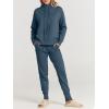imageANRABESS Women Two Piece Outfits Turtleneck Pullover Top Cozy Knit Sweater Pants Lounge Set 2024 Fall Sweatsuit SweatsuitsDusty Blue