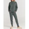 imageANRABESS Women Two Piece Outfits Turtleneck Pullover Top Cozy Knit Sweater Pants Lounge Set 2024 Fall Sweatsuit SweatsuitsGray
