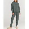 imageANRABESS Women Two Piece Outfits Turtleneck Pullover Top Cozy Knit Sweater Pants Lounge Set 2024 Fall Sweatsuit SweatsuitsGray