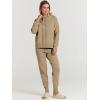 imageANRABESS Women Two Piece Outfits Turtleneck Pullover Top Cozy Knit Sweater Pants Lounge Set 2024 Fall Sweatsuit SweatsuitsKhaki