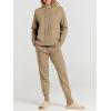 imageANRABESS Women Two Piece Outfits Turtleneck Pullover Top Cozy Knit Sweater Pants Lounge Set 2024 Fall Sweatsuit SweatsuitsKhaki
