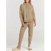 imageANRABESS Women Two Piece Outfits Turtleneck Pullover Top Cozy Knit Sweater Pants Lounge Set 2024 Fall Sweatsuit SweatsuitsKhaki