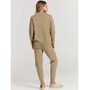imageANRABESS Women Two Piece Outfits Turtleneck Pullover Top Cozy Knit Sweater Pants Lounge Set 2024 Fall Sweatsuit SweatsuitsKhaki