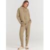 imageANRABESS Women Two Piece Outfits Turtleneck Pullover Top Cozy Knit Sweater Pants Lounge Set 2024 Fall Sweatsuit SweatsuitsKhaki