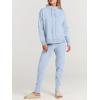 imageANRABESS Women Two Piece Outfits Turtleneck Pullover Top Cozy Knit Sweater Pants Lounge Set 2024 Fall Sweatsuit SweatsuitsLight Blue