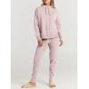 imageANRABESS Women Two Piece Outfits Turtleneck Pullover Top Cozy Knit Sweater Pants Lounge Set 2024 Fall Sweatsuit SweatsuitsPink