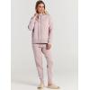 imageANRABESS Women Two Piece Outfits Turtleneck Pullover Top Cozy Knit Sweater Pants Lounge Set 2024 Fall Sweatsuit SweatsuitsPink