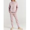 imageANRABESS Women Two Piece Outfits Turtleneck Pullover Top Cozy Knit Sweater Pants Lounge Set 2024 Fall Sweatsuit SweatsuitsPink