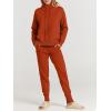imageANRABESS Women Two Piece Outfits Turtleneck Pullover Top Cozy Knit Sweater Pants Lounge Set 2024 Fall Sweatsuit SweatsuitsRust