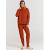 imageANRABESS Women Two Piece Outfits Turtleneck Pullover Top Cozy Knit Sweater Pants Lounge Set 2024 Fall Sweatsuit SweatsuitsRust