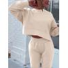 imageANRABESS Womens 2 Piece Outfits Lounge Sets Cropped Sweatshirt ampamp Joggers Fashion Sweatsuit Sweat Set 2024 Fall TravelCream