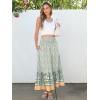 imageANRABESS Womens Boho Maxi Skirts 2025 Summer Casual ALine Flowy Swing Elastic High Waist Tiered Long Skirt with PocketsBlue Floral