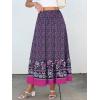 imageANRABESS Womens Boho Maxi Skirts 2025 Summer Casual ALine Flowy Swing Elastic High Waist Tiered Long Skirt with PocketsDeep Purple Floral
