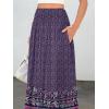 imageANRABESS Womens Boho Maxi Skirts 2025 Summer Casual ALine Flowy Swing Elastic High Waist Tiered Long Skirt with PocketsDeep Purple Floral