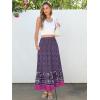 imageANRABESS Womens Boho Maxi Skirts 2025 Summer Casual ALine Flowy Swing Elastic High Waist Tiered Long Skirt with PocketsDeep Purple Floral