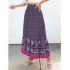imageANRABESS Womens Boho Maxi Skirts 2025 Summer Casual ALine Flowy Swing Elastic High Waist Tiered Long Skirt with PocketsDeep Purple Floral