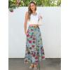 imageANRABESS Womens Boho Maxi Skirts 2025 Summer Casual ALine Flowy Swing Elastic High Waist Tiered Long Skirt with PocketsGreen Floral