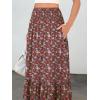 imageANRABESS Womens Boho Maxi Skirts 2025 Summer Casual ALine Flowy Swing Elastic High Waist Tiered Long Skirt with PocketsWhite Red Floral