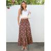 imageANRABESS Womens Boho Maxi Skirts 2025 Summer Casual ALine Flowy Swing Elastic High Waist Tiered Long Skirt with PocketsWhite Red Floral